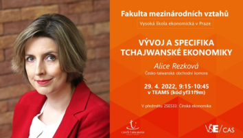 Alice Rezková Holds a Lecture on the Development and Specifics of the Taiwanese Economy